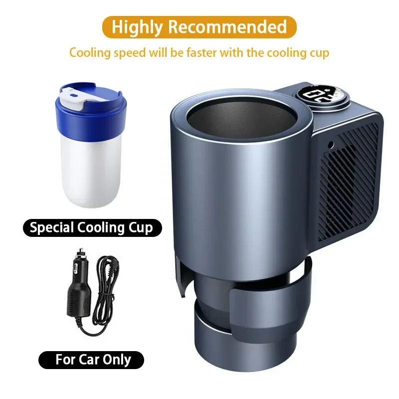 Taza eléctrica 2 en 1 para enfriar y calentar bebidas, calentador y enfriador de tazas de café, mini refrigerador inteligente para coche para leche, bebidas, taza termo