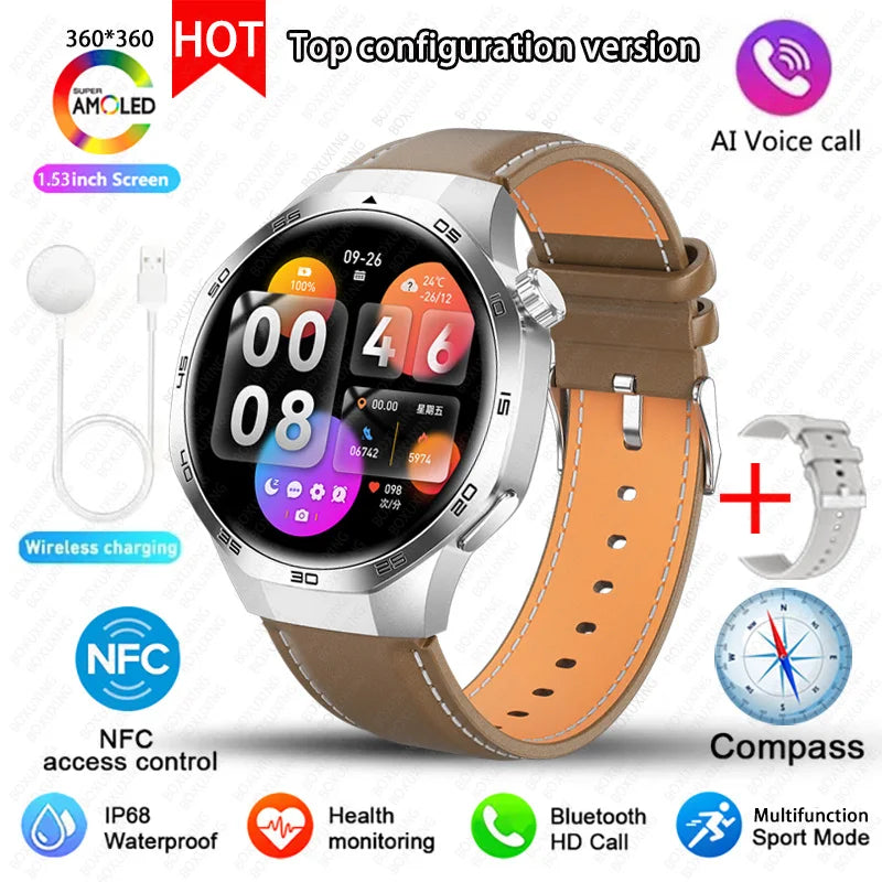2026 New BOXUXING Watch 5 MAX Smart Watch HD AMOLED Screen NFC GPS Tracker Bluetooth Call Health Waterproof Smartwatch Men Women