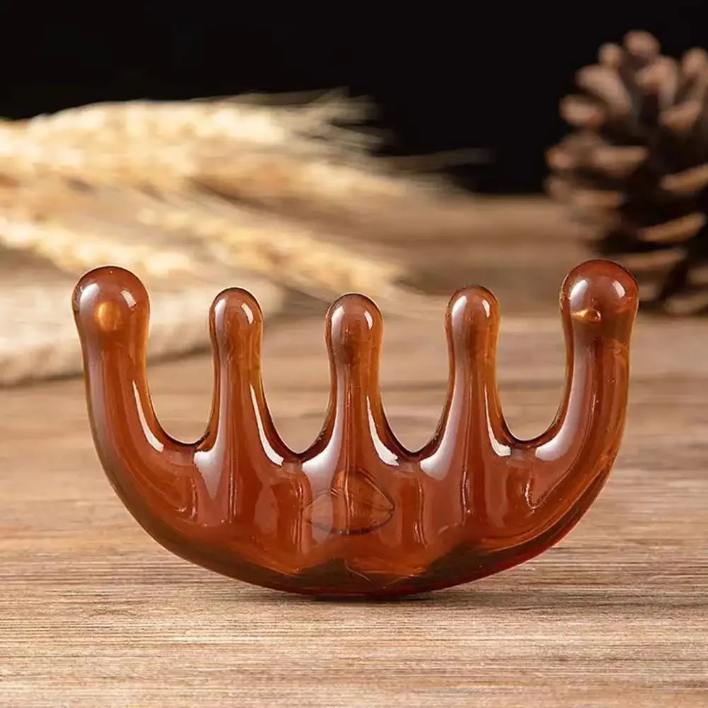 Cow Bone Meridian Comb  Portable Massage Five Finger Comb Scalp Massager Scalp Health Care Cattle Horn Comb