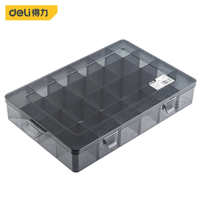 DELI 1 PCS Plastic Storage Boxes Slots Adjustable Packaging Transparent Tool Case Screw Craft Jewelry Accessories Organizer Box