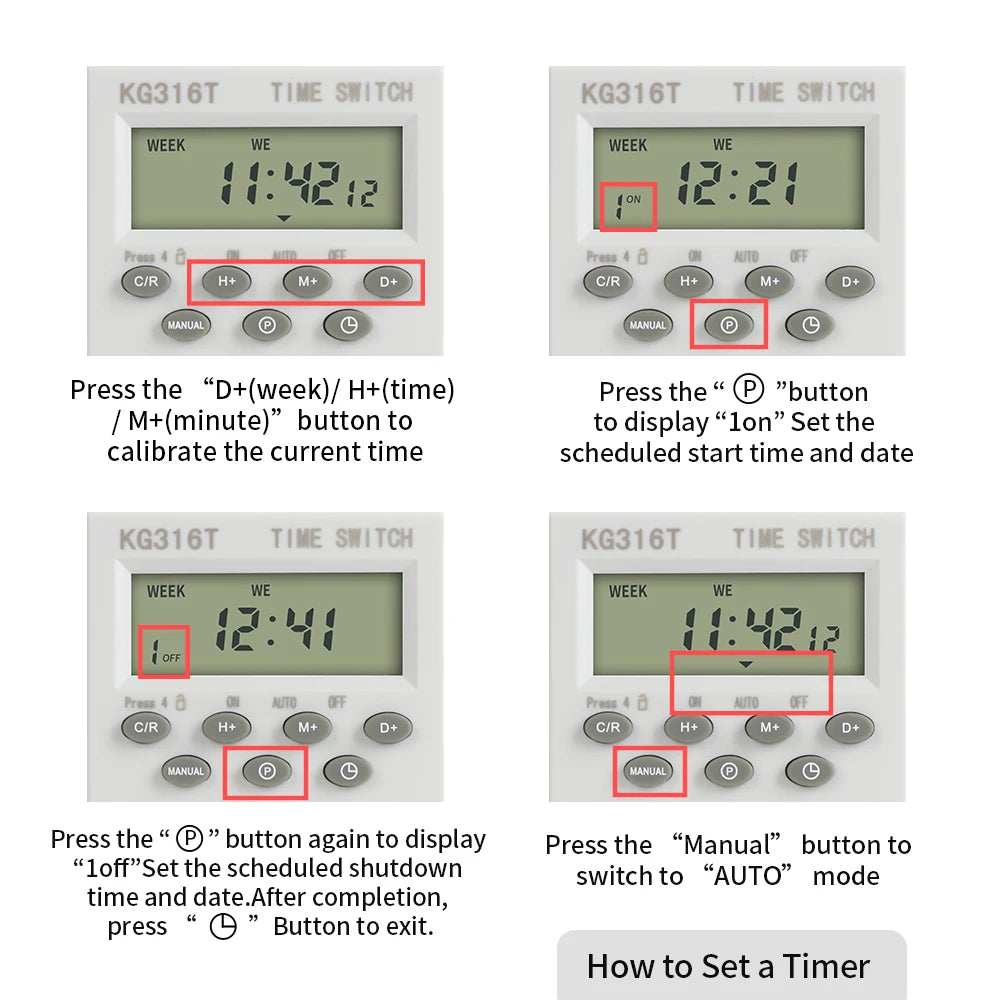 TNCE 30A Timer 220V, time control switch module, set to seconds, 32 groups of timer on and off light, for water pump timer