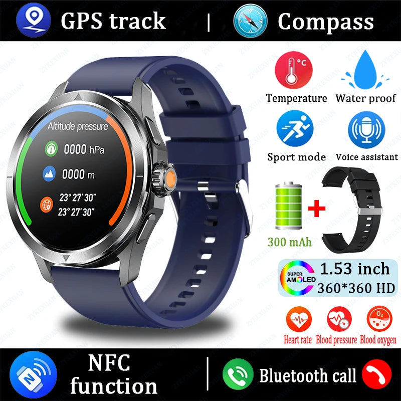 Original S4 Ultra Smart Watch Men  AMOLED Outdoor Sport NFC GPS Track Heart Rate Waterproof Bluetooth Call Smart watch 2025 New