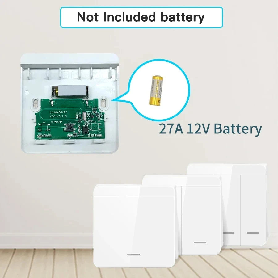 TNCE RF433MHz Mini Wireless Remote Control Light Switch 1/2/3 Gang 86 Wall Transmitter Switch Button Wall Panel Switch
