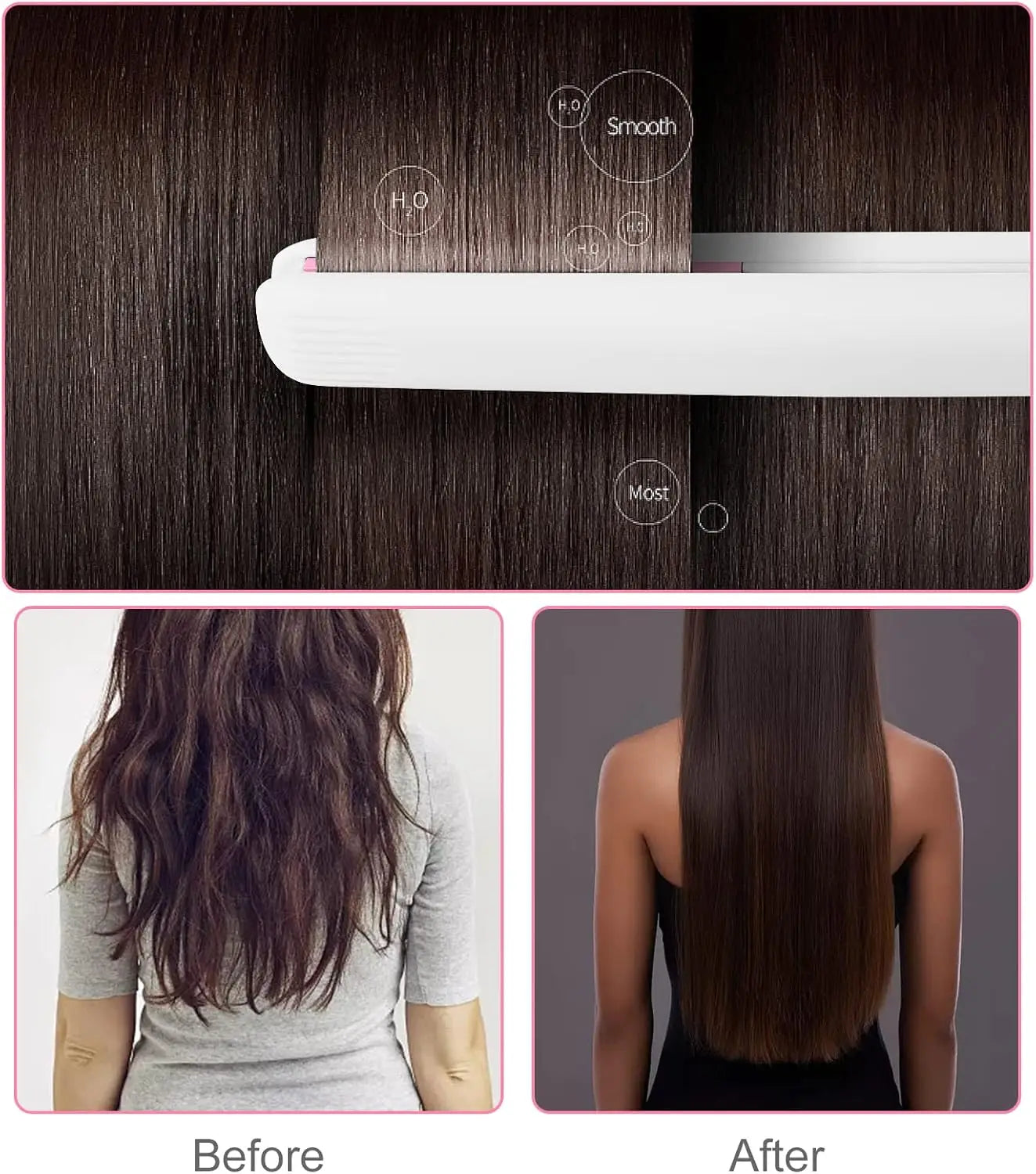 Mini plancha de pelo 2 en 1 con placa de cerámica de turmalina, enchufe estadounidense, ligera y portátil para uso doméstico (blanco)