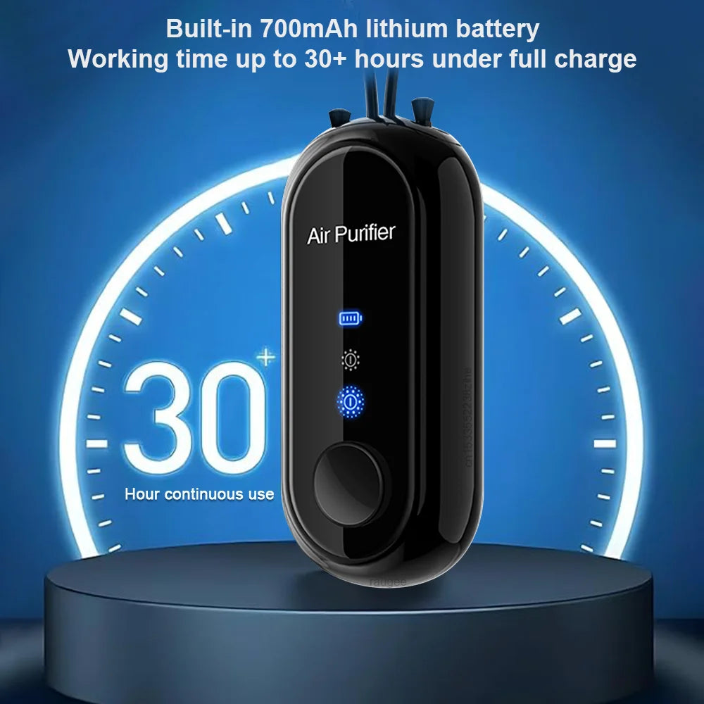 Purificador de aire portátil de iones negativos recargable por USB, mini purificador para exteriores, elimina el humo y olores peculiares, purifica el aire de forma eficiente