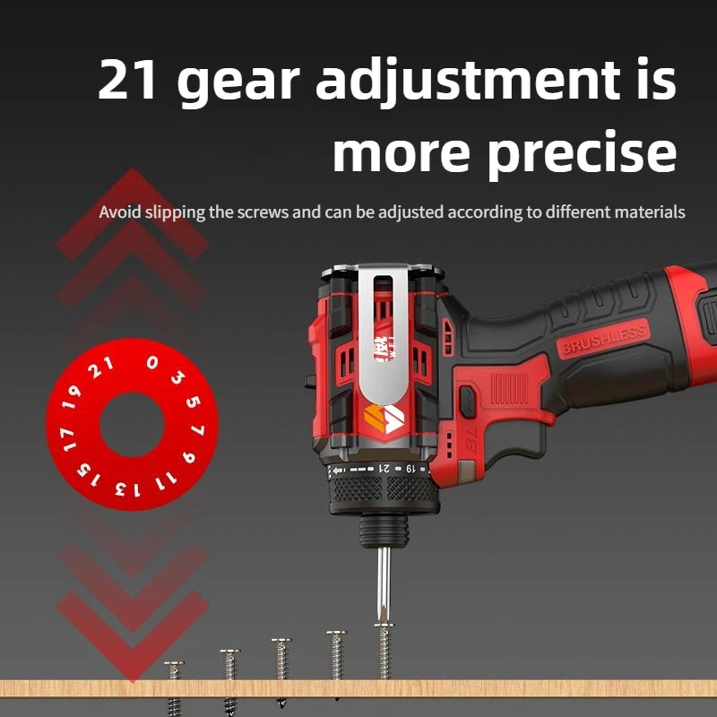 SUMAIWEI Brushless Electric Drill Cordless Knockable Driller Driver 80N.m 18V Screwdriver Li-ion Battery Electric Power Tools