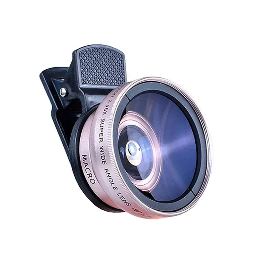 2 en 1 lentes de cámara para teléfono móvil con clip, ojo de pez, magnificadores profesionales, lente de teléfono móvil, macro 15X, gran angular 0.45X