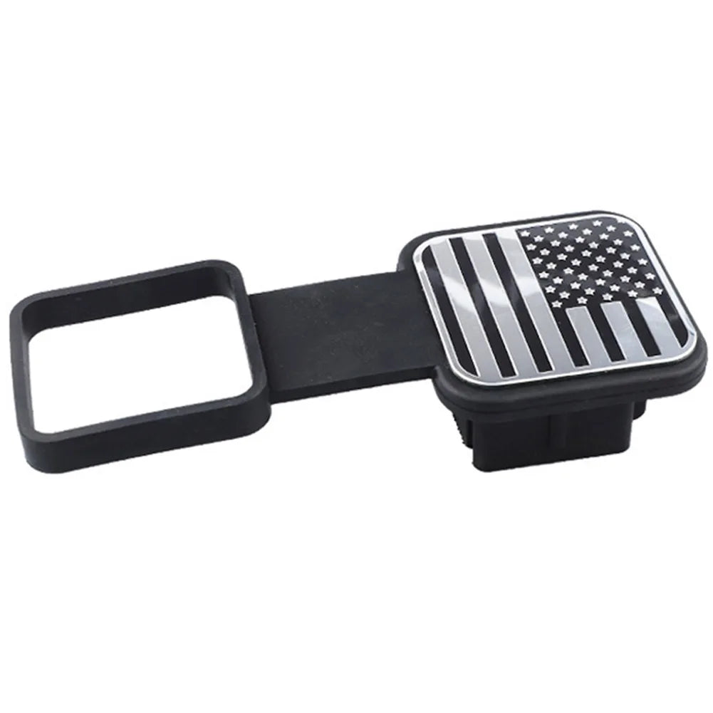 2 Inch American Flag Trailer Hitch Cover Metal Hitch Cover Fit For 2 Inch Hitch Receivers,2'' Rubber Hitch Tube Cover Plug