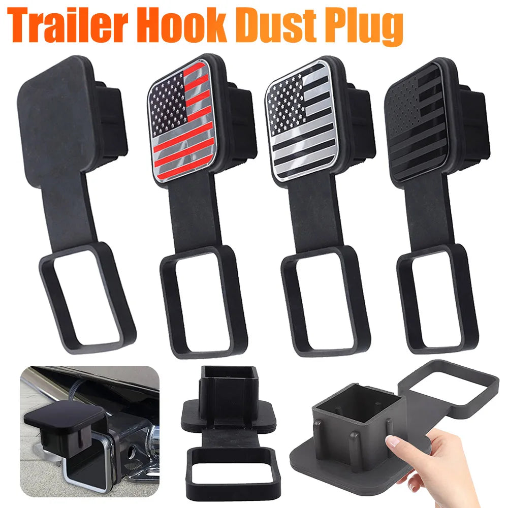 2 Inch American Flag Trailer Hitch Cover Metal Hitch Cover Fit For 2 Inch Hitch Receivers,2'' Rubber Hitch Tube Cover Plug