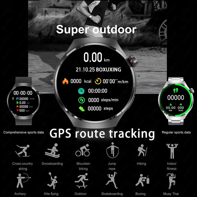 BOXUXING Watch 4 Pro Smart Watch Men GPS Sports Tracker NFC  1.53" HD Screen Health Monitor Watches Bluetooth Call SmartWatch