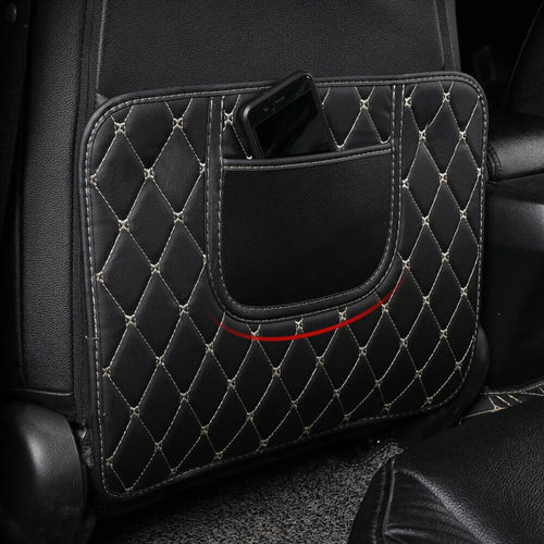 1Pc Car Back Seat Anti Kick Pad Anti-dirty Mat Black PU Leather Waterproof Scratch Resistant Storage Car Interior Accessories