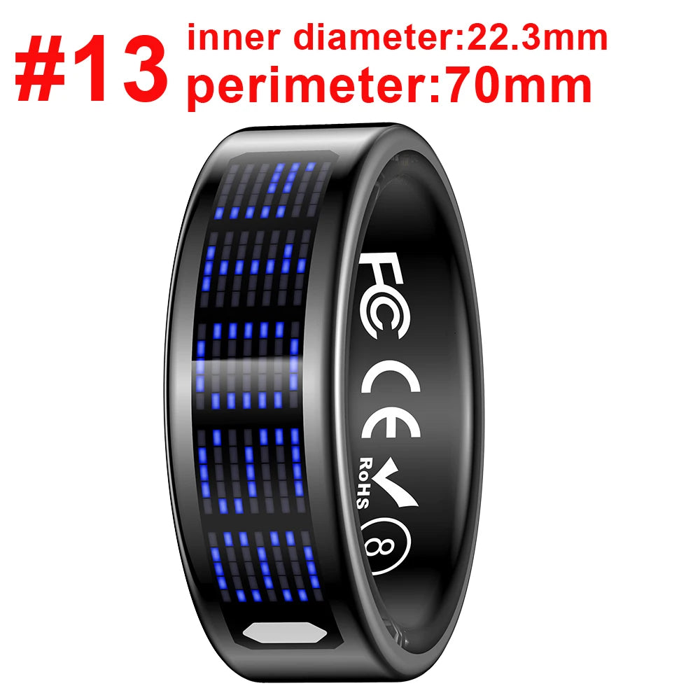 New Ultra-thin Lightweight Smart Ring Multi-functional Display Heartrate Health Caller ID Reminder Motion Detection Waterproof