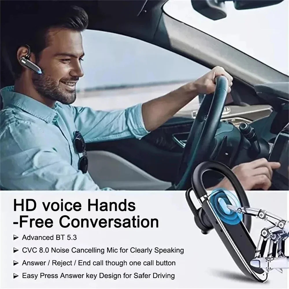 Auriculares Bluetooth inalámbricos con micrófono, audífonos con cancelación de ruido ENC, manos libres para negocios, auriculares para conducir