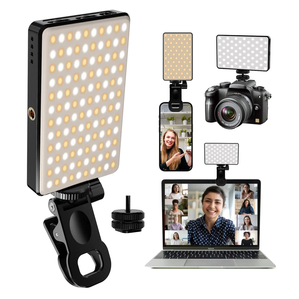 LED Selfie Light 3000Mah 120 LED Rechargeable Phone Light Clip 3 Light Modes Ring Light for Phone iPad Camera Laptop Selfie