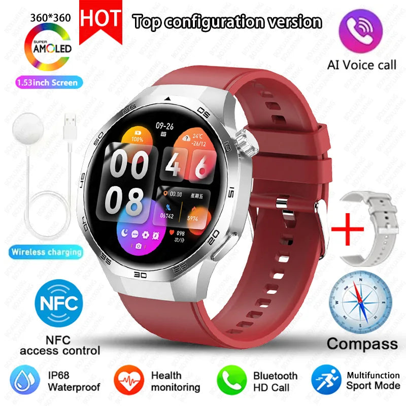 2026 New BOXUXING Watch 5 MAX Smart Watch HD AMOLED Screen NFC GPS Tracker Bluetooth Call Health Waterproof Smartwatch Men Women