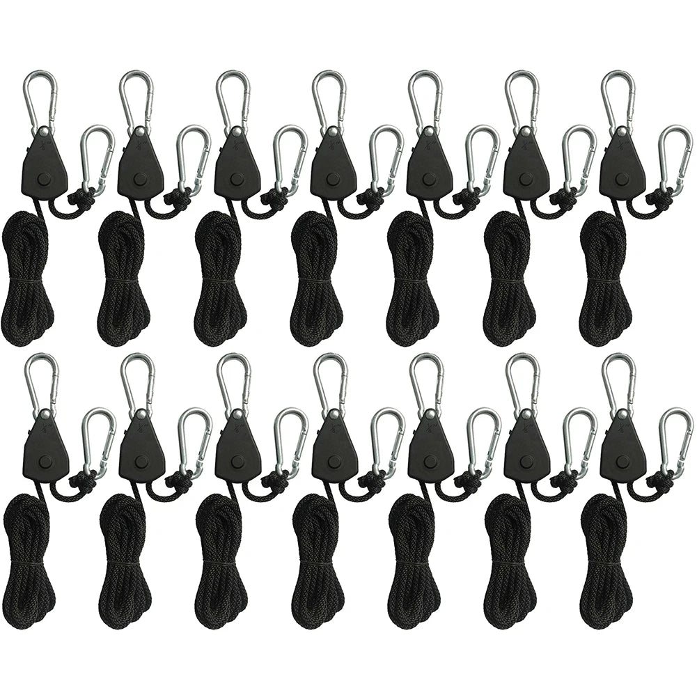 1/2/4/6/8/10/12/14/16pcs Hanger Pulley Ratchets Kayak Rope 1.6M Rope Pulley Ratchet Locking Hanger Sky Curtain Tent for Camping