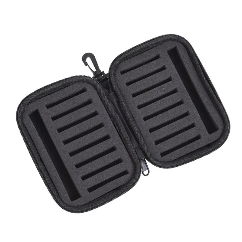 Portabale Fly Fishing Lure Spinner Spoon Bait Black Storage Box Professional 16 Slots Hard EVA Storage Case Container Bag