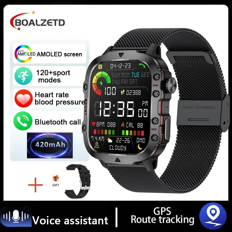 2026 New GPS Outdoor Sports Smart Watch Men Compass barometer Bluetooth call Health Monitoring Smartwatch For IOS Android Gift