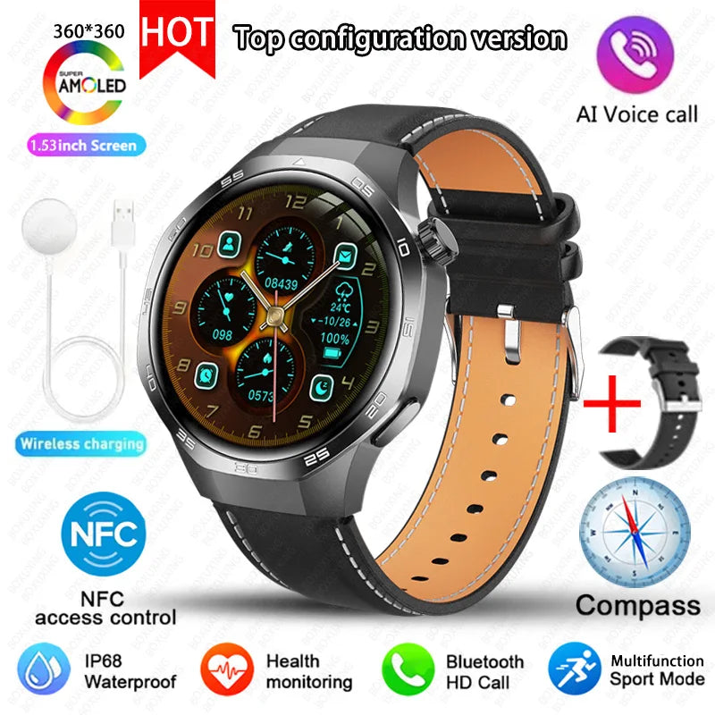 2026 New BOXUXING Watch 5 MAX Smart Watch HD AMOLED Screen NFC GPS Tracker Bluetooth Call Health Waterproof Smartwatch Men Women