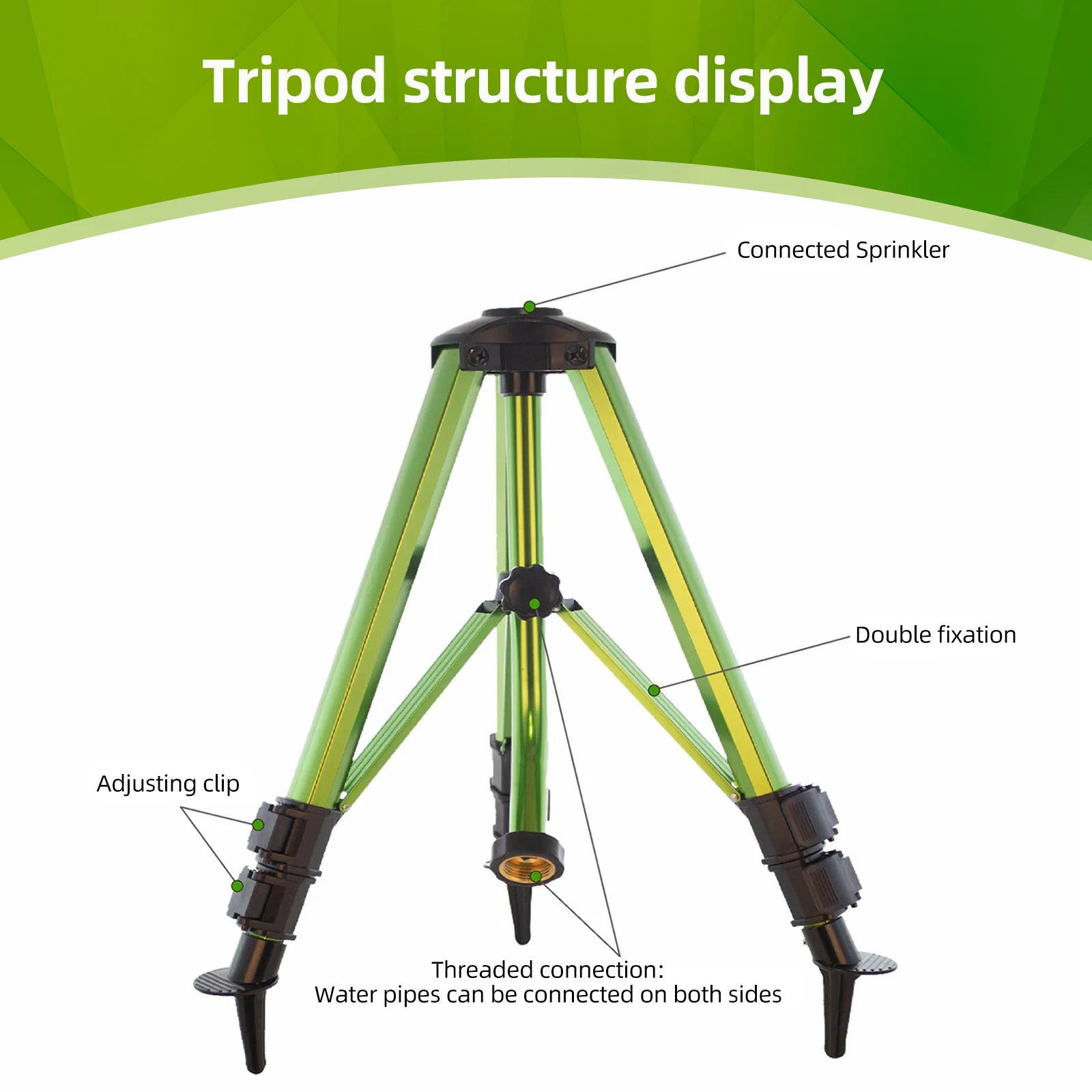 Impact Sprinkler on Tripod Base Heavy Duty Lawn Sprinkler 360 Degree Large Area Irrigation Brass Sprinkler Nozzle and Zinc Alloy