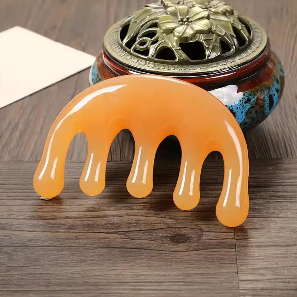 Cow Bone Meridian Comb  Portable Massage Five Finger Comb Scalp Massager Scalp Health Care Cattle Horn Comb