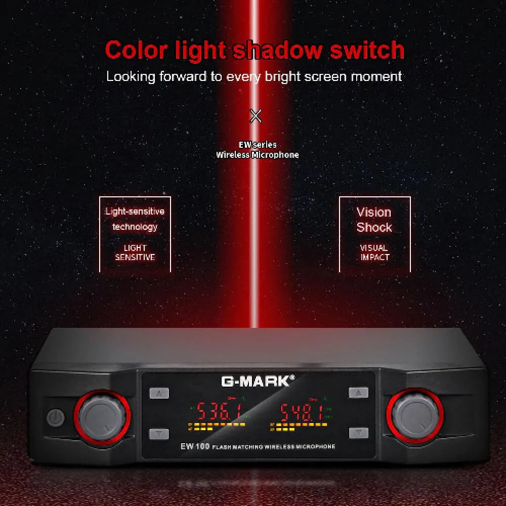 Micrófono inalámbrico G-MARK EW100 profesional UHF Karaoke, micrófono de mano con frecuencia ajustable 50M para fiestas, espectáculos, escenarios, bodas
