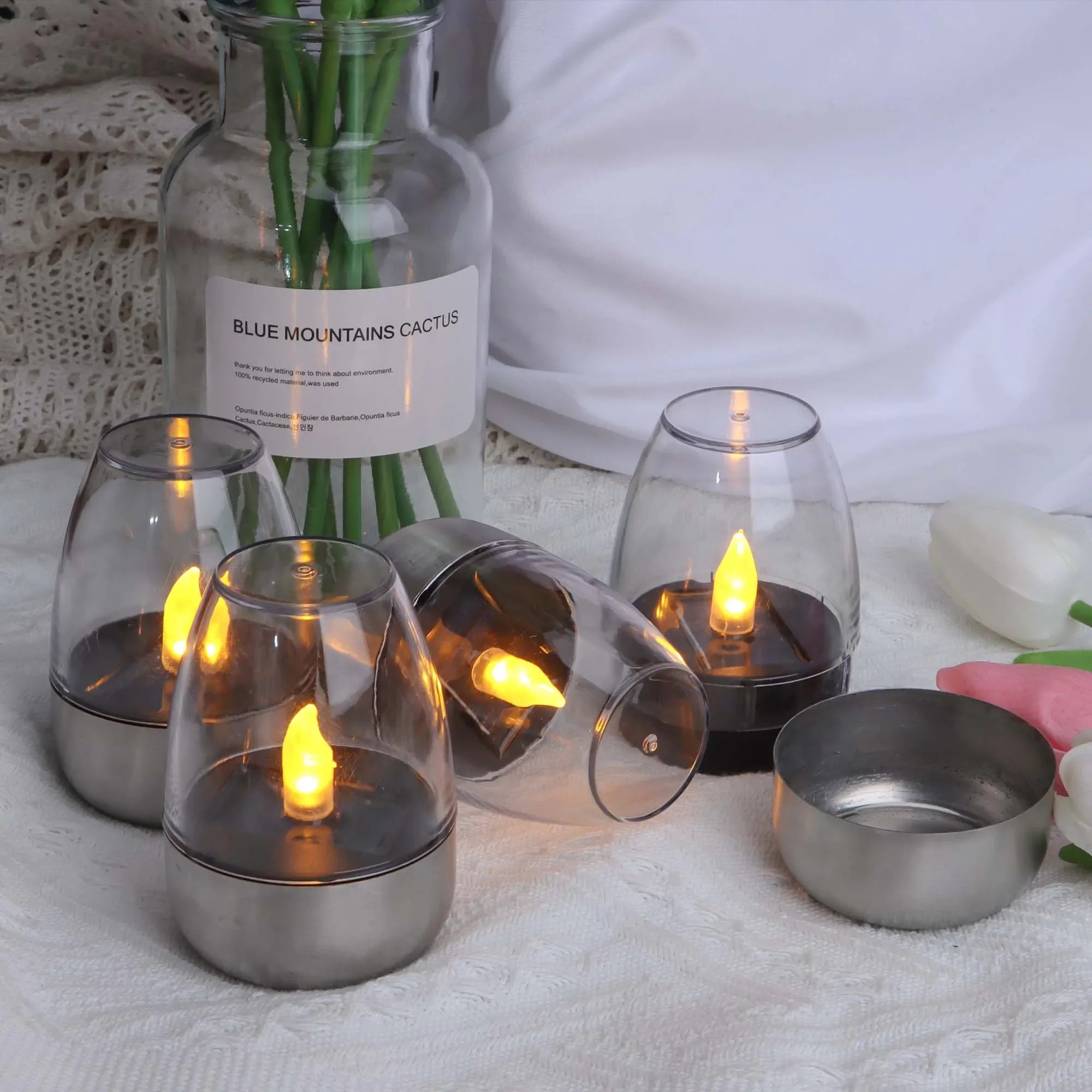 LED Solar Candles Light Flameless Rechargeable Night Light For Wedding Party Garden Decor Outdoor Waterproof Solar Candles Lamp