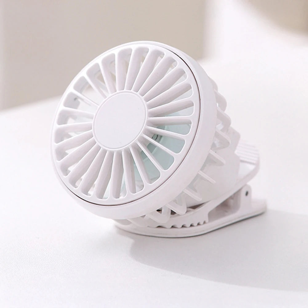 Solar Powered Portable Clip-On Fan Mini Fan Low Noise 3 Adjustable Wind Speeds USB Charging Multi-Functional Clip-On Fan