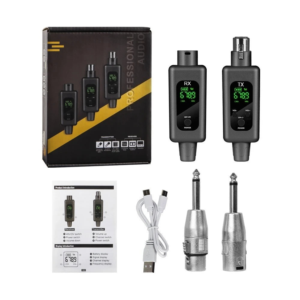 Sistema adaptador XLR para micrófono inalámbrico, transmisor y receptor G-MARK WX70 para micrófono con cable, guitarra y mezclador de audio