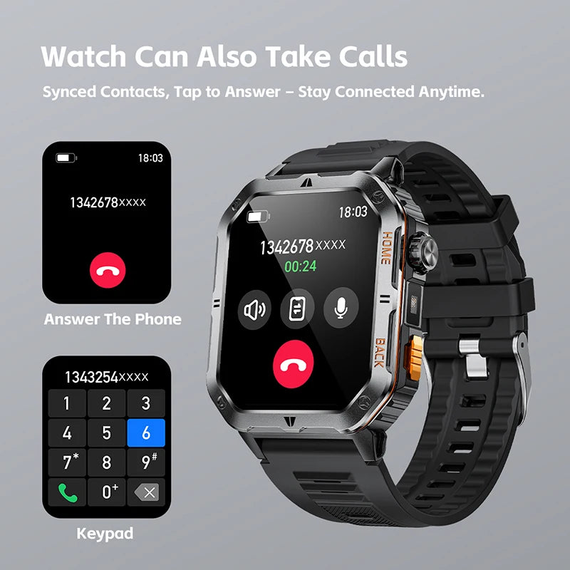 2026 1000mAh Battery Voice Assistant SmartWatch Men GPS Sports Heart Rate 3ATM BT Call Health monitor Smartwatch For Men gift
