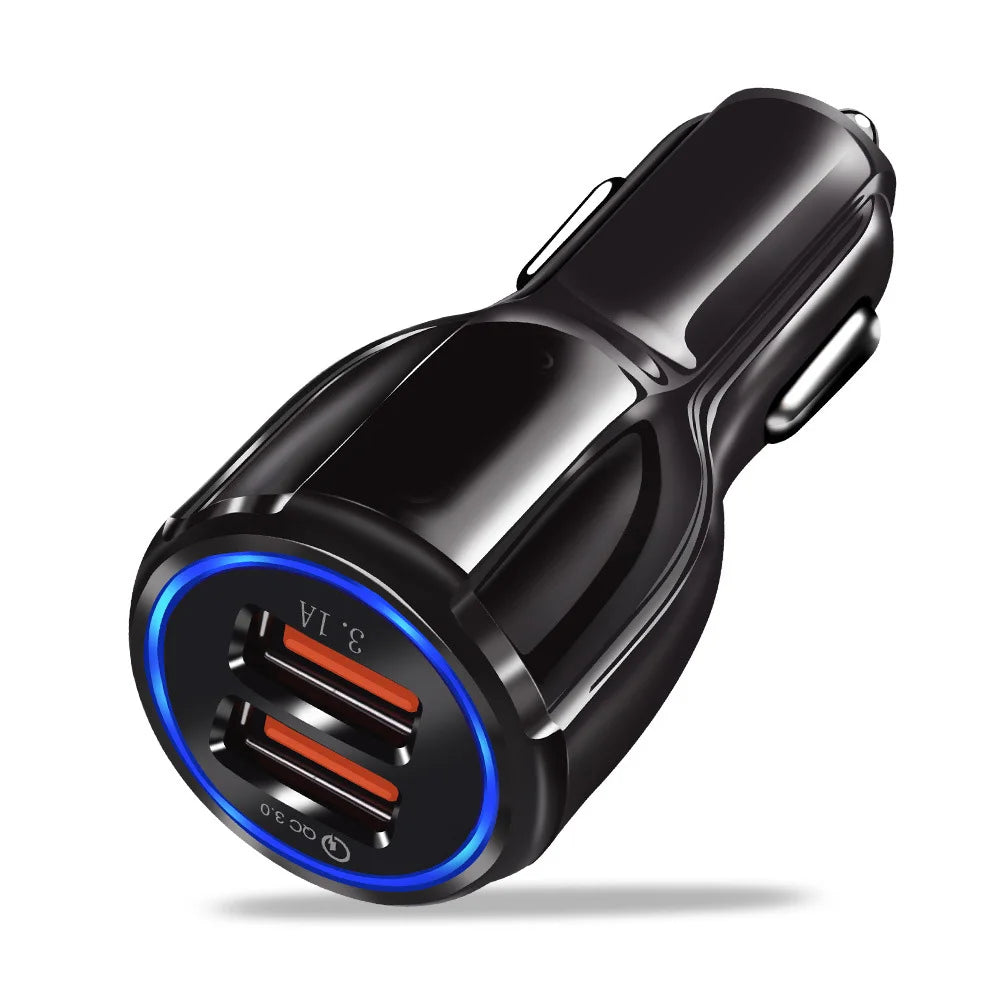 Vumpach Car Quick Charge QC 3.0 Mobile Phone Charger 2 Port USB Fast Car Charger for Samsung Xiaomi Ipad Sony Tablet Car Charger