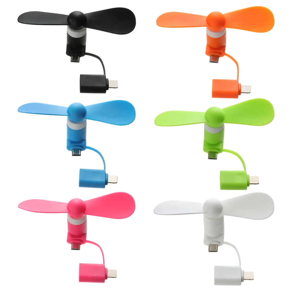 Mini USB Fan Flexible Cooling hand Fan portable Fans Summer Cool laptop Desktop Cell Phone Cooler 2 in 1 Micro USB Type-C plug