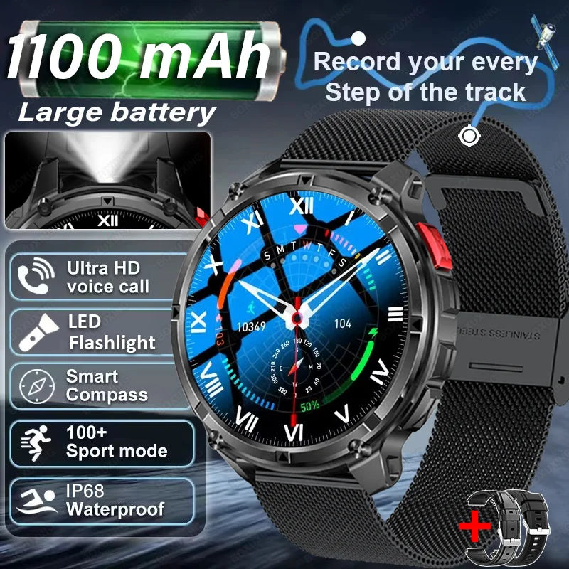 2026 New T-Rex3 Pro 1100mAh Battery Smart Watch GPS path IP68 Waterproof Sports Run tracker Outdoor Compass Military Smartwatch