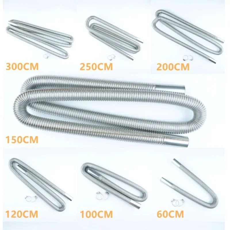 Tubo de escape de 2,5 cm de diámetro, 60/300 cm de largo, para calentador de estacionamiento, tubo de escape para calentador de aire, adecuado para calentador de estacionamiento Webasto