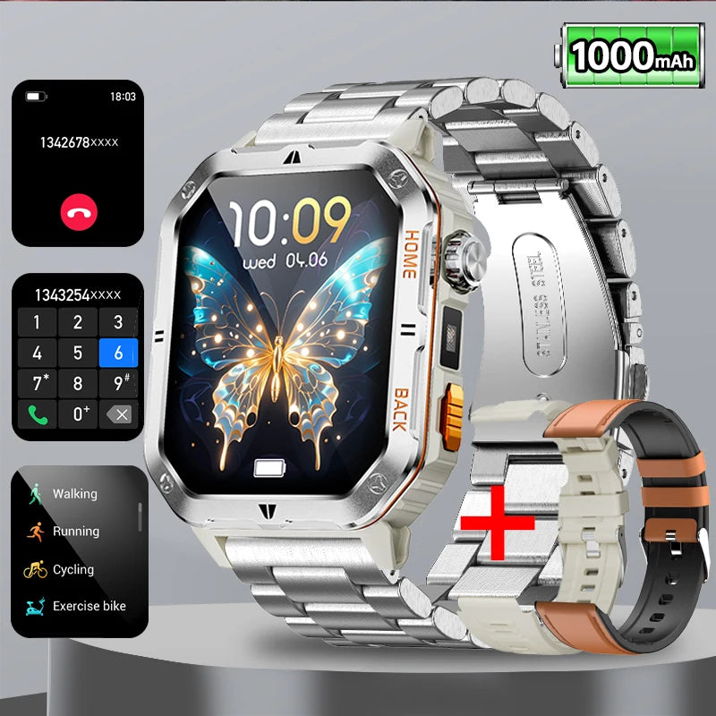 1000mAh Battery Voice Assistant GPS Sports swim 3ATM BT Call Health monitor Smartwatch For Android IOS 2026 New SmartWatch Men