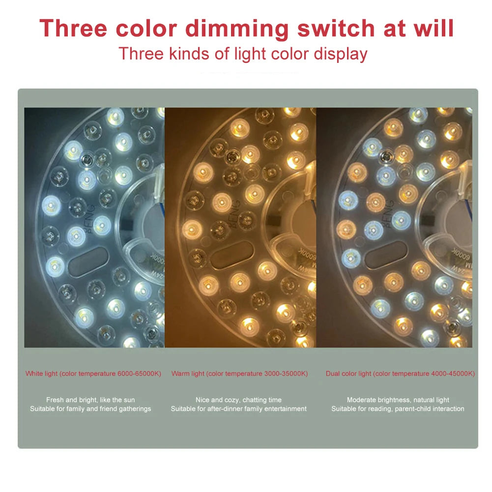 3.9/4.9/6.2 Inch CRI90 Ceiling Fan Light Retrofit Kit 3000/4000/5000K Pendant Light Round Panel Flush Mount Ceiling Light Panel