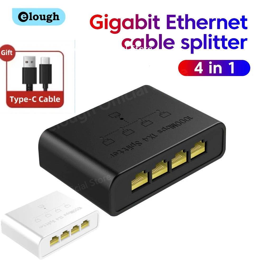 Elough Gigabit Network Switch 100/1000Mbps Ethernet High Performance Expansion 5 Port Switch For Router PC RJ45 Splitter Adapter