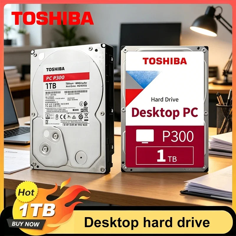 For Toshiba P300 HDWD110 1TB Desktop Hard Drive, 7200RPM High Speed, SATA3 Interface, 3.5 Inch Red Disk for Storage