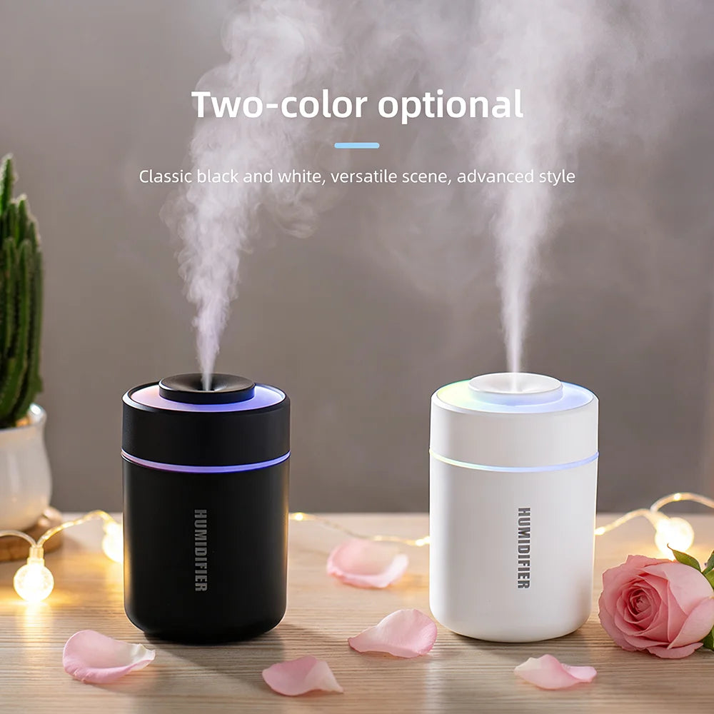 1 humidificador de aire portátil, funcionamiento silencioso, modo de pulverización fina, con luces ambientales - Humidificador USB portátil para uso en interiores