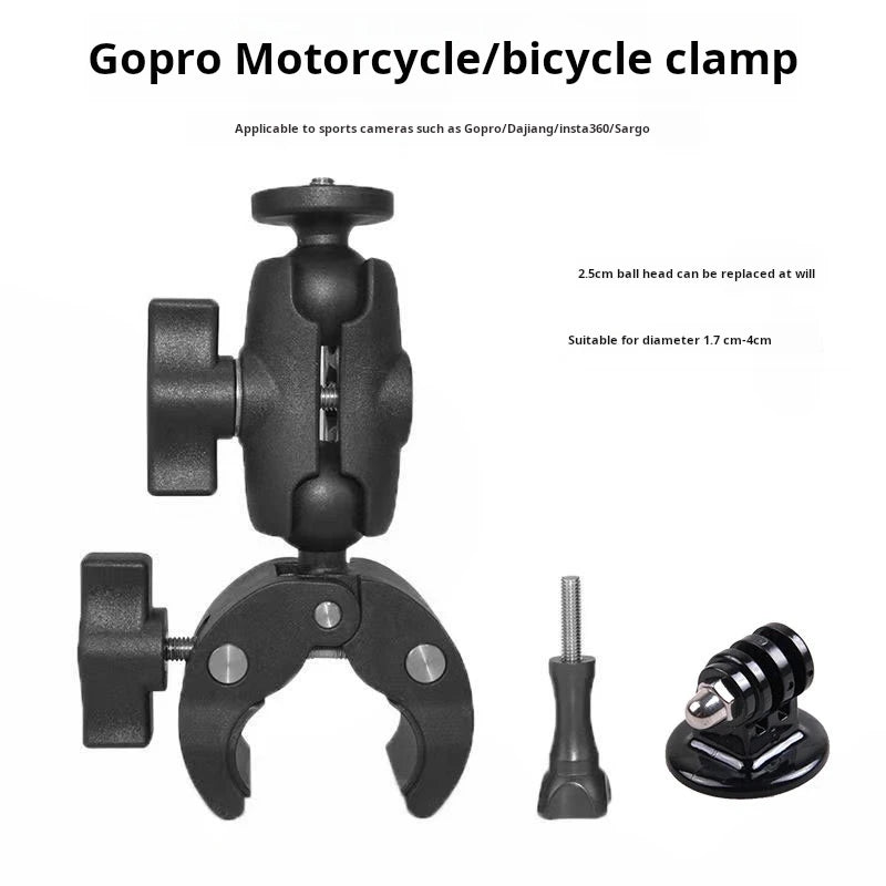Panoramic sports camera motorcycle mount suitable for GoPro DJI Insta360 handlebar selfie stick fixing bracket accessories
