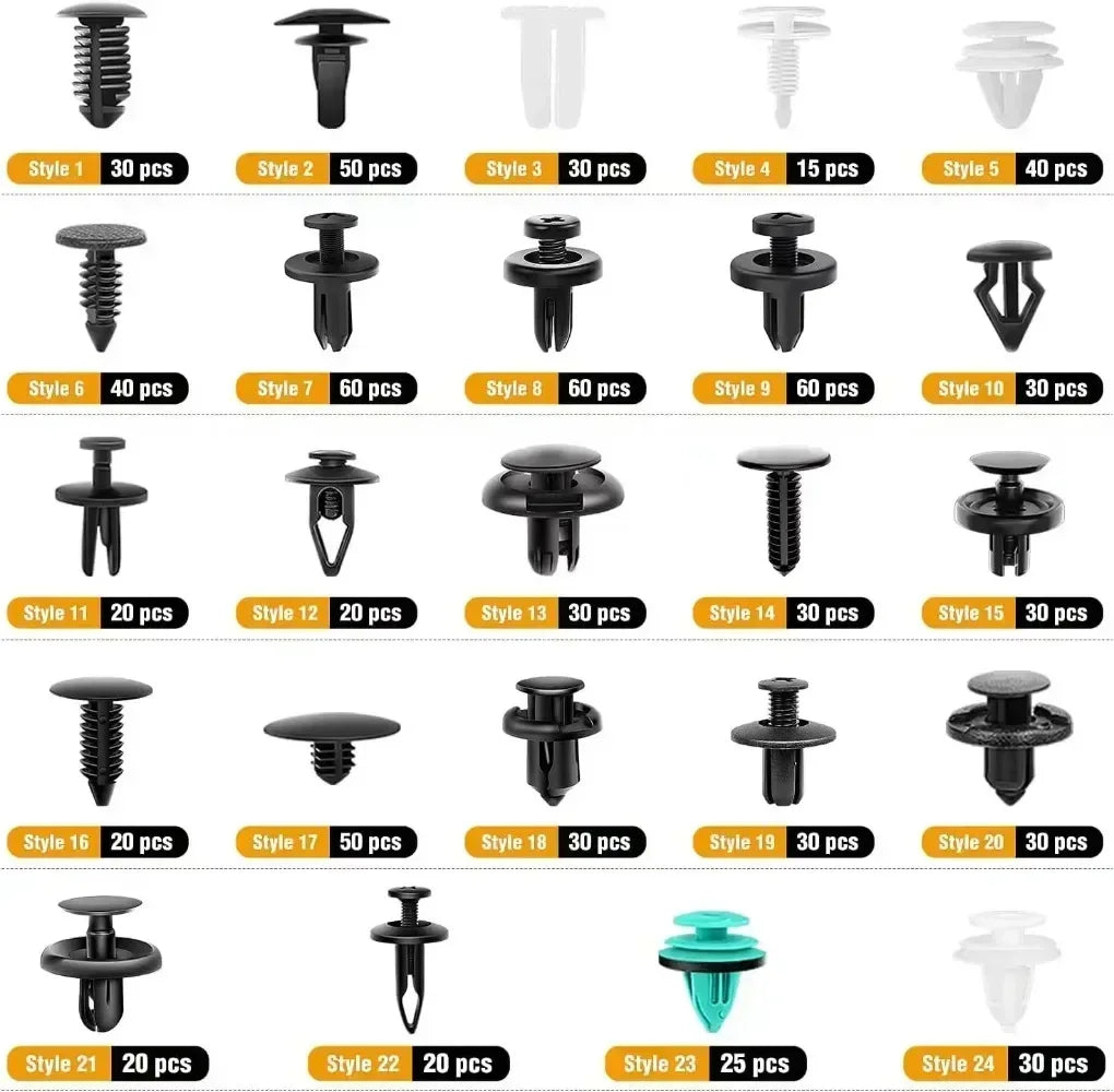 Kit de 800 clips de retención de plástico para coche, 680 remaches de plástico para guardabarros de coche, panel de moldura de puerta, juego mixto de clips de sujeción para coche Amagi
