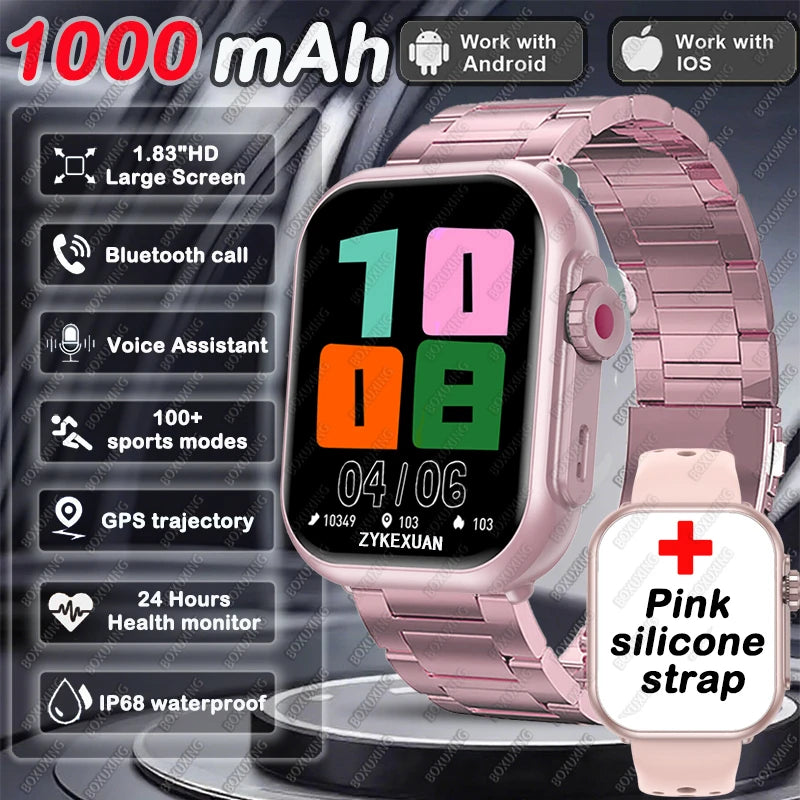 2026 Fashion Women Watch Ultra2 SE Smart Watches 1000mAh 1.85"AMOLED Full Touch Screen BT Call Smartwatch For Android IOS Ladie
