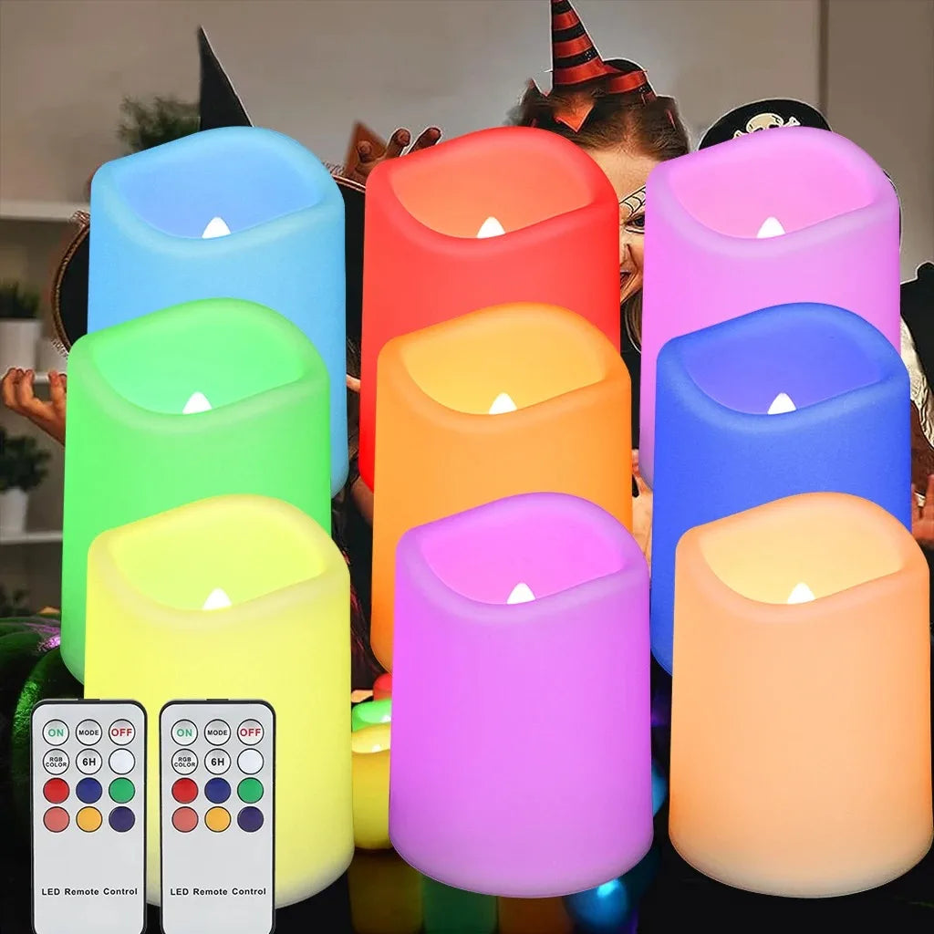 Vela LED cilíndrica sin llama, luz nocturna impermeable con control remoto a pilas, decoración del hogar