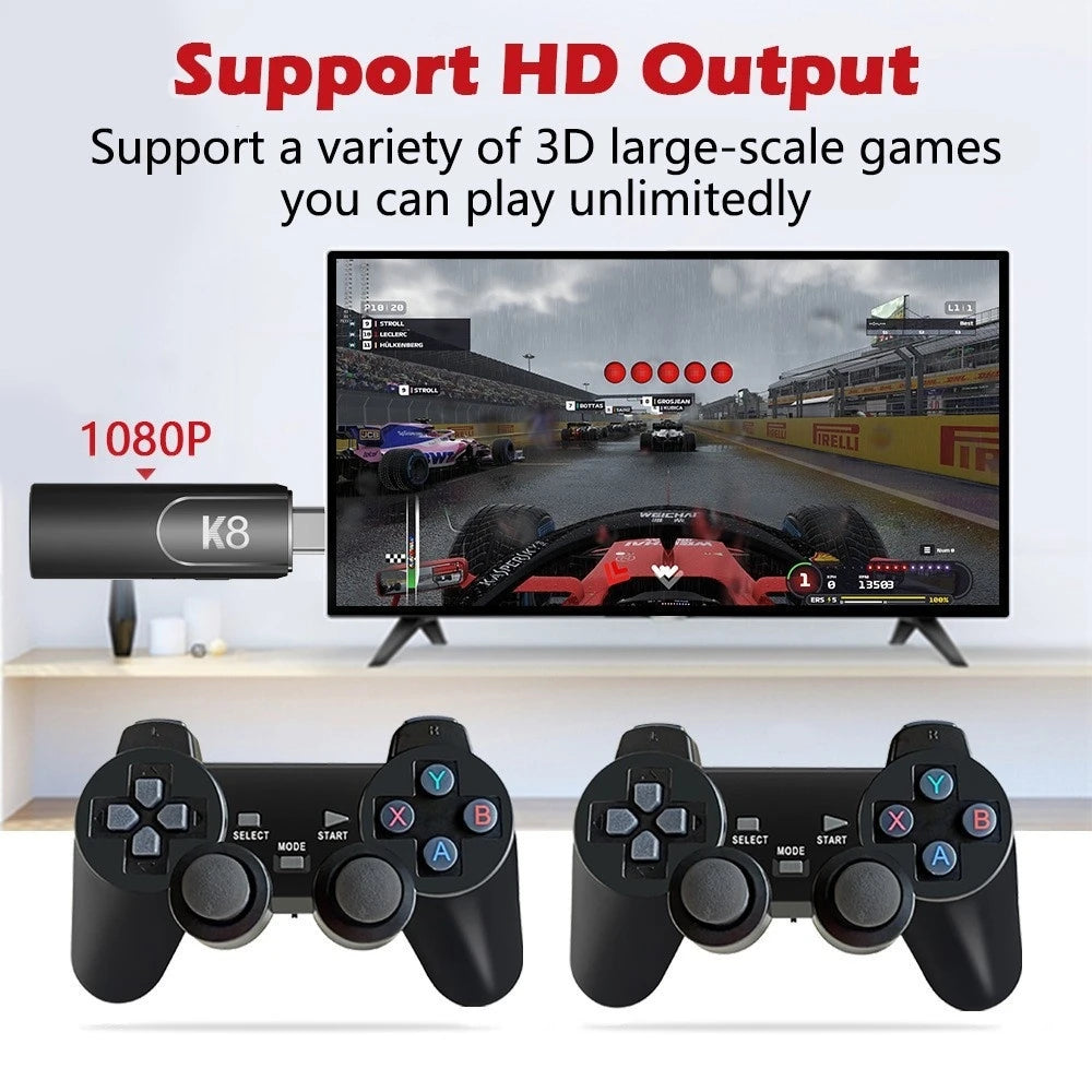 K8 Video Retro Game Console Dual Wireless Controller TV Game Stick 4K HD 20000 Retro Classical Games Retro Game player