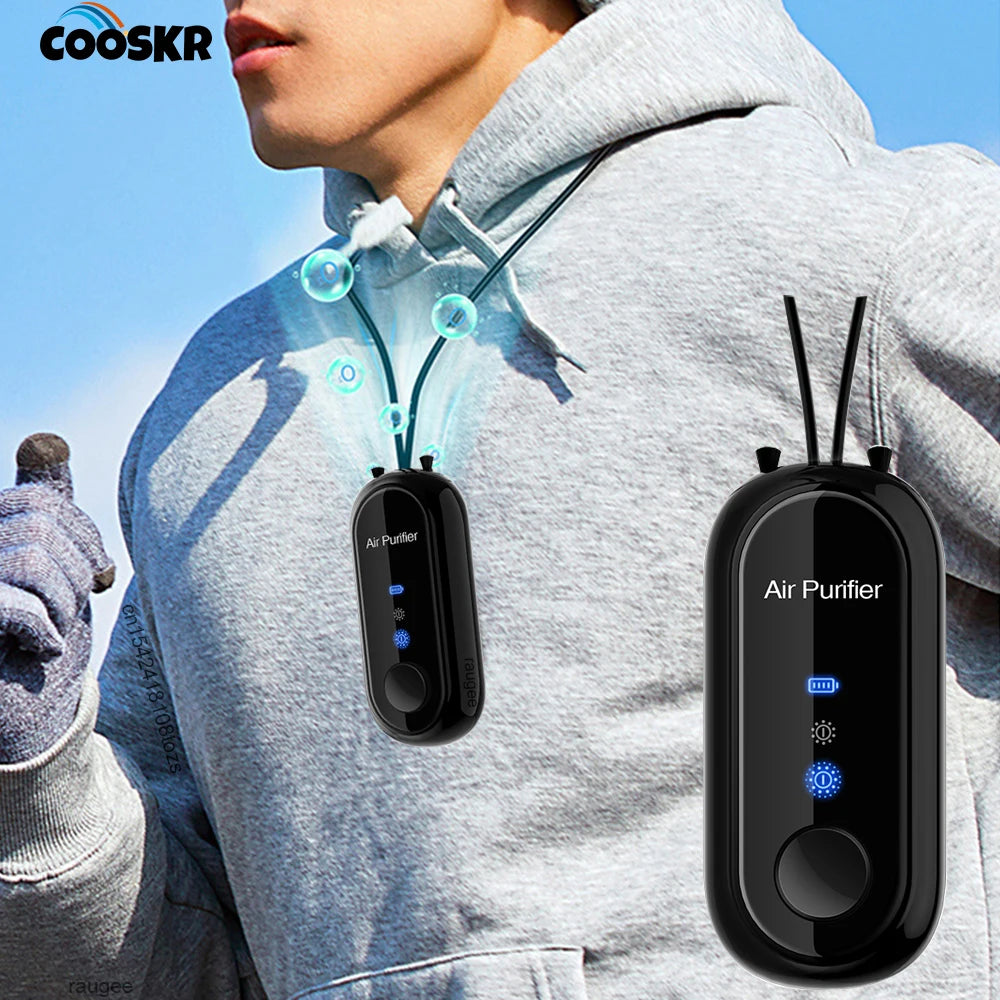 Purificador de aire portátil de iones negativos recargable por USB, mini purificador para exteriores, elimina el humo y olores peculiares, purifica el aire de forma eficiente