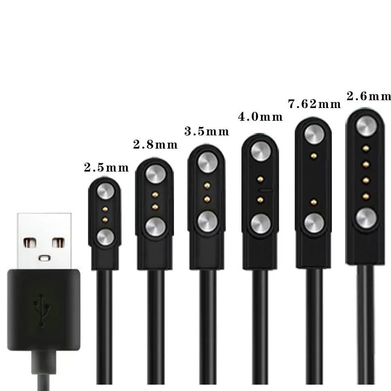 Adaptador de cargador de base de Smartwatch de 2 pines y 4 pines Cable de carga USB para accesorios de carga de reloj inteligente para adultos/niños