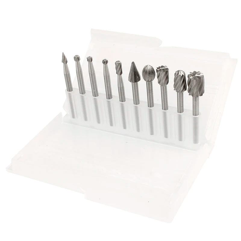 6/10pcs Set HSS Routing Router Drill Bits Set for Dremel Carbide Rotary Burrs Tools Wood Stone Metal Root Carving Milling Cutter