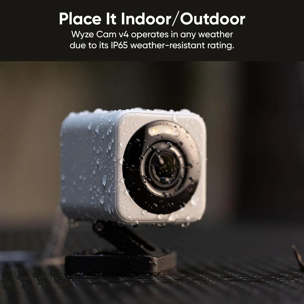Wyze Cam v4, cámara de seguridad inteligente 2K Wi-Fi para el hogar, foco/sirena activado por movimiento, audio bidireccional, monitor para mascotas/bebés para exteriores/interiores