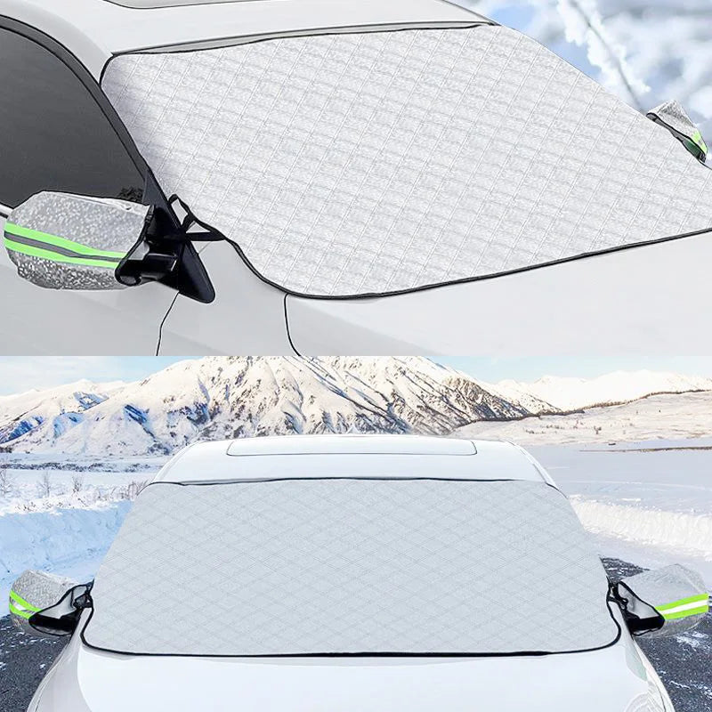 Cobertura de parabrisas para hielo y nieve, para nieve, hielo, rayos UV, protector de espejo, cubierta parasol cortavientos para coches, común a la mayoría de los coches