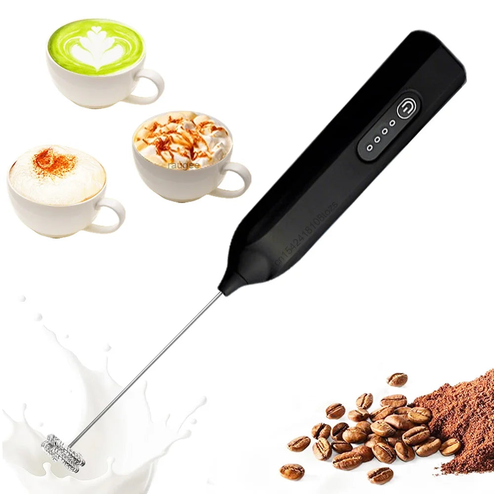 Espumador de leche inalámbrico, USB recargable, batidora giratoria automática eléctrica, espumador de leche de mano para café capuchino, máquina de crema.